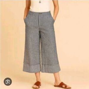 Sundance Striped Wide-Leg Linen/Cotton Pant sz. 14